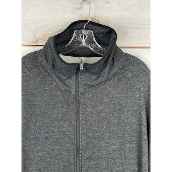 Nike Dri-Fit Sweatshirt Womens L Gray Black Full Zip Pocket Cowl Neck Thumbholes - Picture 2 of 12